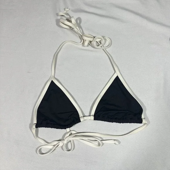 NWD $92 L Space [ Small ] Colorblock Lotus Bikini Top in Black + Cream #U1742 - Picture 3 of 10
